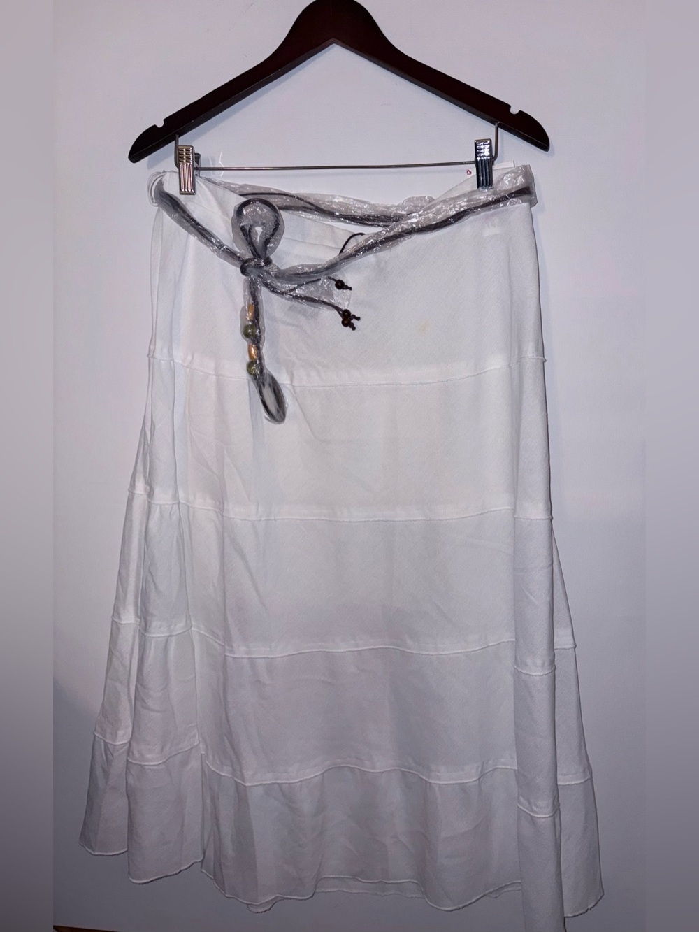 NWT Metrowear Tiered Belted Linen/Rayon Maxi Skirt